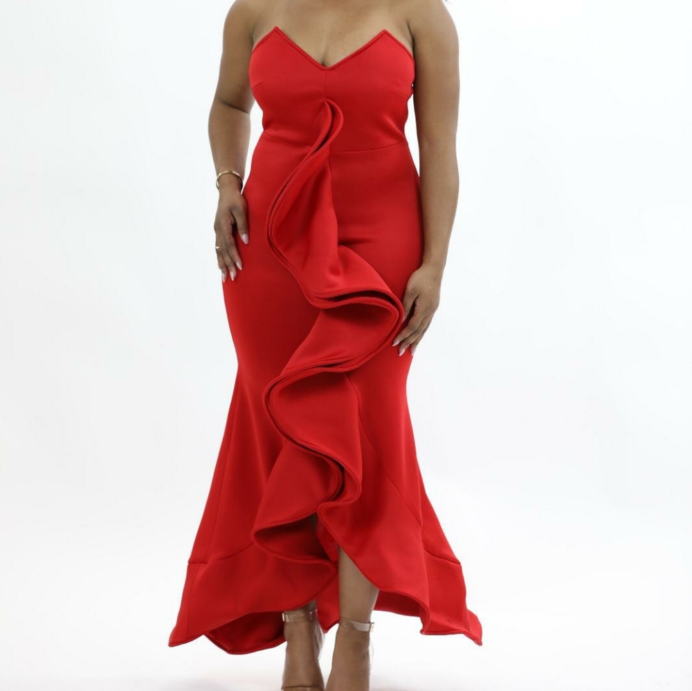 OFF SHOULDER RED  FORMAL GOWN